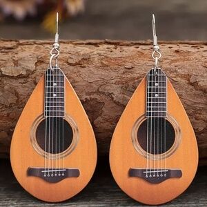 Bohemian Style Western Acrylic Guitar Drop Earrings - Teardrop Shape - NWT